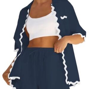 Art free 2-piece button down shirt and shorts